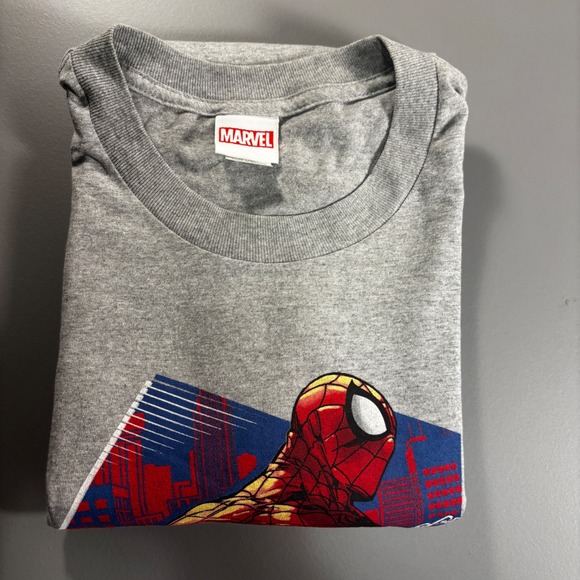 Marvel Spider-Man T-Shirt Bravery Graphic Crew‎ Neck Gray Mens Large - Picture 9 of 9